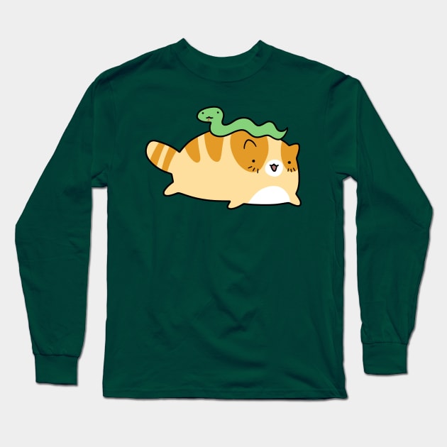 Snake and Orange Tabby Cat Long Sleeve T-Shirt by saradaboru